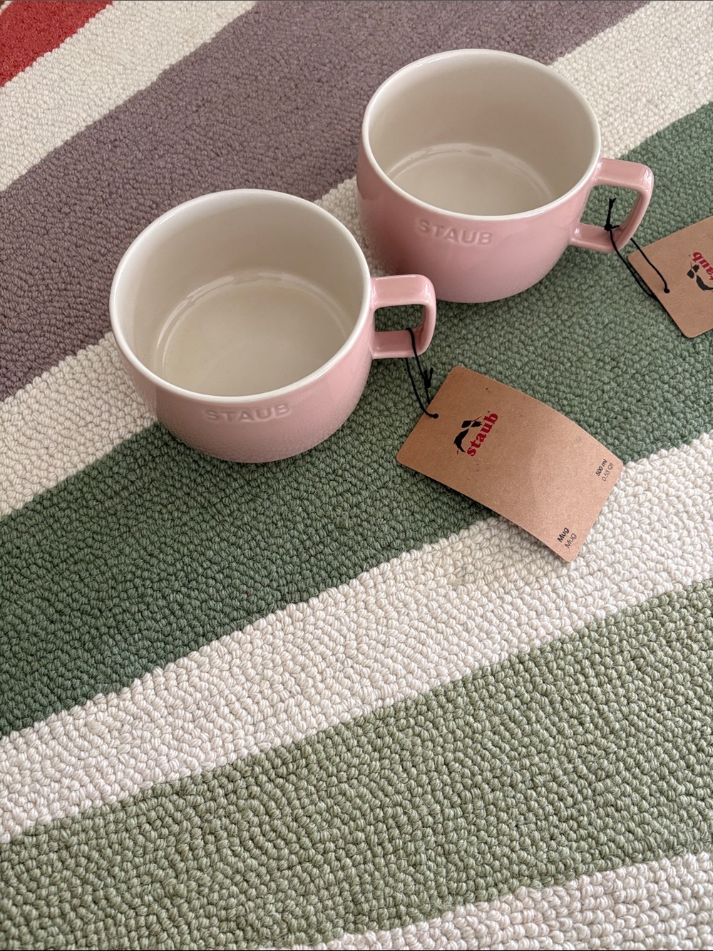 NWT Staub Stackable 17 oz Mugs Light Pink- Set of 2 - Picture 10 of 10